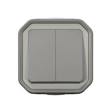 PLEXO ДВУХКЛАВИШНЫЙ ПЕРЕКЛЮЧАТЕЛЬ НАРУЖНЫЙ СЕРЫЙ IP55