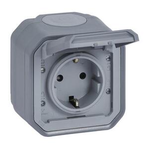 PLEXO 1-АЯ РОЗЕТКА СЕРАЯ IP55 